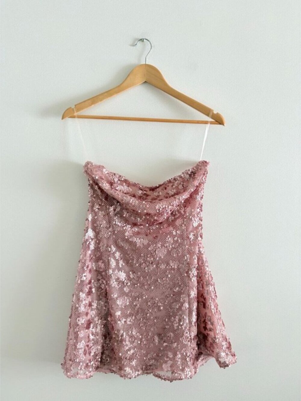 Meshki Everleigh Strapless Sequin Mini Dress NWT Rose Pink Size Large - Picture 6 of 11